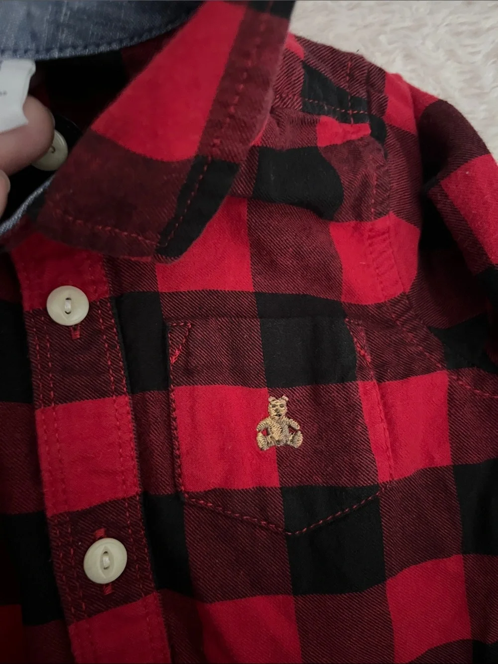 GAP Red and Black Buffalo Plaid Button-Front Baby Bodysuit